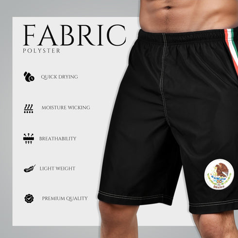 Men's All Countries Embroidered Logo Lightweight Athletic Gym Running Workout Sports Basketball Shorts wt Zipper Pockets for USA, Mexico, Colombia etc