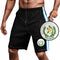 Men's All Countries Embroidered Logo Lightweight Athletic Gym Running Workout Sports Basketball Shorts wt Zipper Pockets for USA, Mexico, Colombia etc