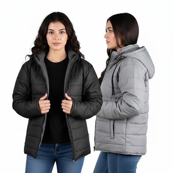 Fox & Fury Unisex Reversible Puffer Jacket with Hood – Men & Women