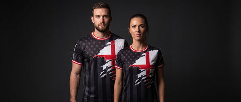 Fox & Fury England & USA Ripped Dual Heritage Soccer Jersey – Unisex