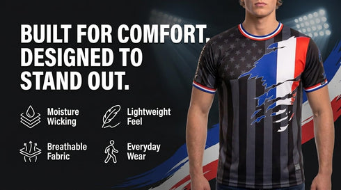 Fox & Fury France & USA Ripped Dual Heritage Soccer Jersey – Unisex