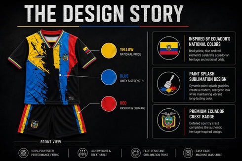 Fox & Fury Ecuador Kids Soccer Jersey Set – Shirt & Shorts