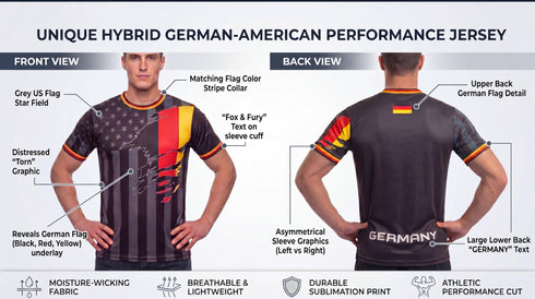 Fox & Fury Germany & USA Ripped Dual Heritage Soccer Jersey – Unisex