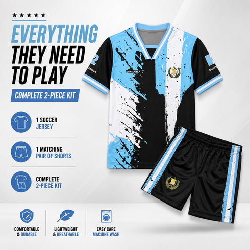 Fox & Fury Guatemala Kids Soccer Jersey Set – Shirt & Shorts