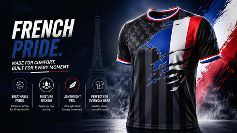 Fox & Fury France & USA Ripped Dual Heritage Soccer Jersey – Unisex
