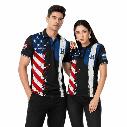 Fox & Fury Honduras & USA Split Polo Collar Soccer Jersey – Unisex