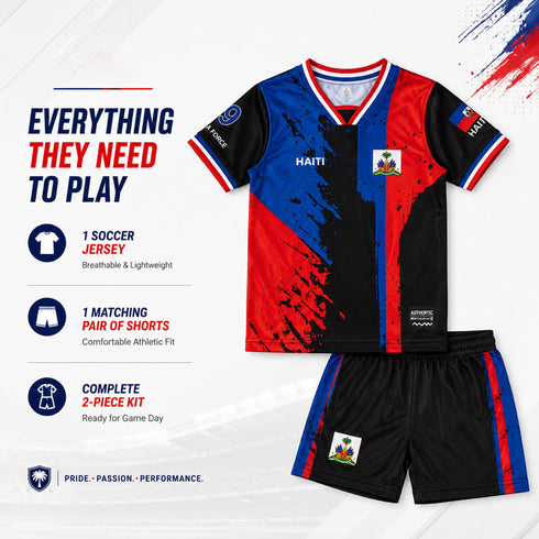 Fox & Fury Haiti Kids Soccer Jersey Set – Shirt & Shorts