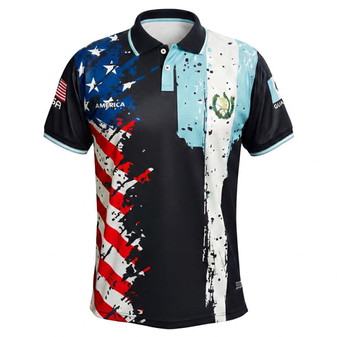 Fox & Fury Guatemala & USA Split Polo Collar Soccer Jersey – Unisex