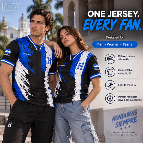 Fox & Fury Honduras World Heritage National Flag Soccer Jersey – Unisex