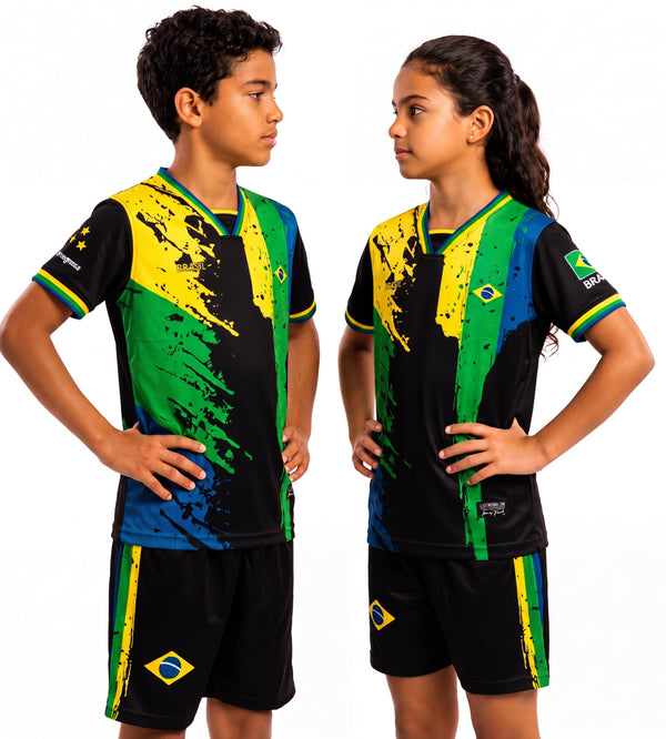 Fox & Fury Brazil Kids Soccer Jersey Set – Shirt & Shorts