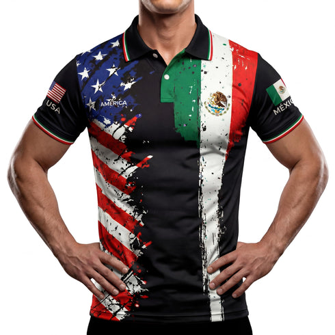 Fox & Fury Mexico & USA Split Polo Collar Soccer Jersey – Unisex