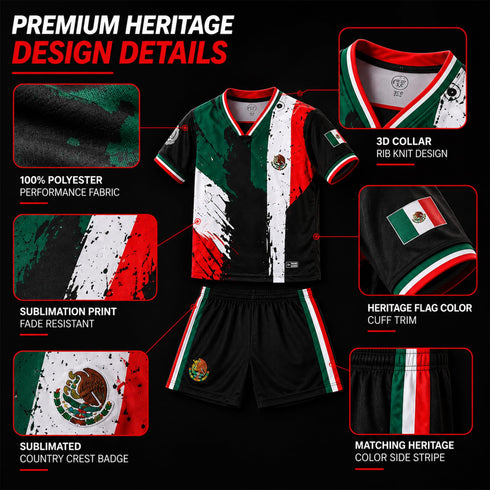 Fox & Fury Mexico Kids Soccer Jersey Set – Shirt & Shorts