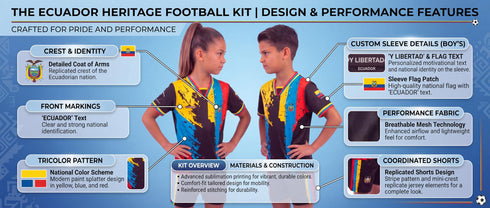 Fox & Fury Ecuador Kids Soccer Jersey Set – Shirt & Shorts