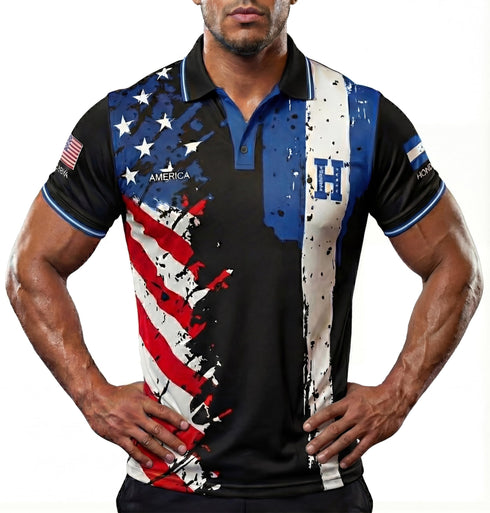 Fox & Fury Honduras & USA Split Polo Collar Soccer Jersey – Unisex