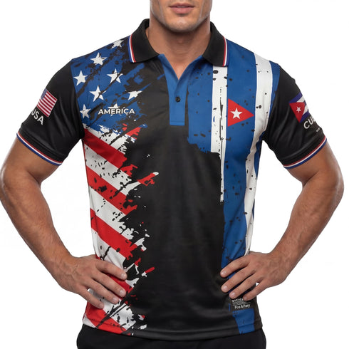 Fox & Fury Cuba & USA Split Polo Collar Soccer Jersey – Unisex