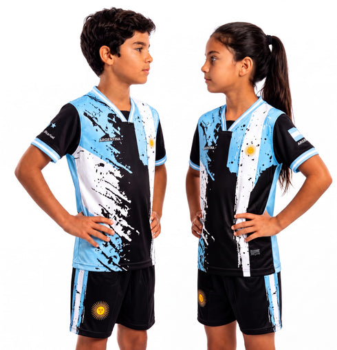 Fox & Fury Argentina Kids Soccer Jersey Set – Shirt & Shorts
