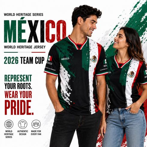 Fox & Fury Mexico World Heritage National Flag Soccer Jersey – Unisex