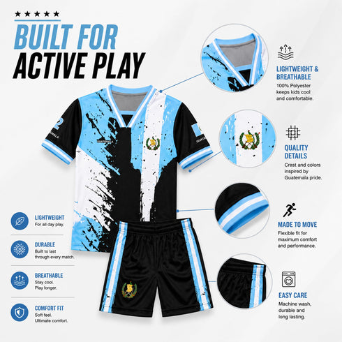 Fox & Fury Guatemala Kids Soccer Jersey Set – Shirt & Shorts