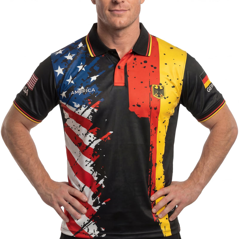 Fox & Fury Germany & USA Split Polo Collar Soccer Jersey – Unisex