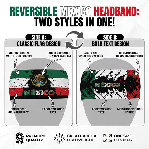 Fox & Fury Mexico Reversible 2-in-1 Flag Headband