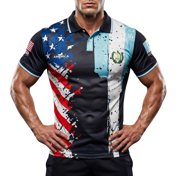 Fox & Fury Guatemala & USA Split Polo Collar Soccer Jersey – Unisex