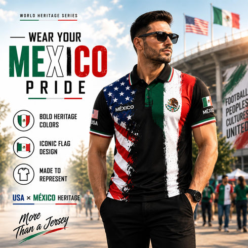 Fox & Fury Mexico & USA Split Polo Collar Soccer Jersey – Unisex