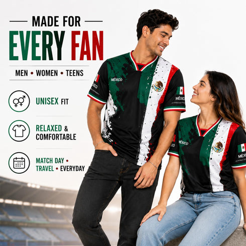 Fox & Fury Mexico World Heritage National Flag Soccer Jersey – Unisex
