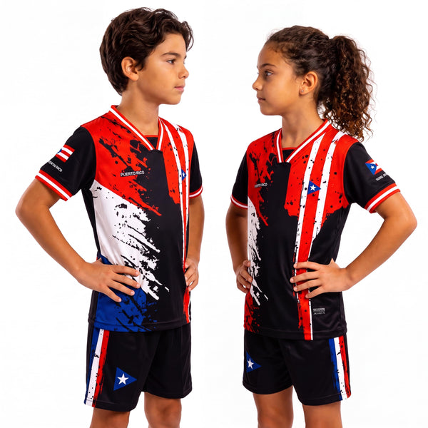 Fox & Fury Puerto Rico Kids Soccer Jersey Set – Shirt & Shorts