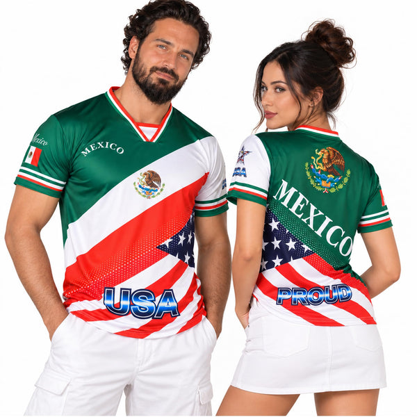 Fox & Fury Mexican Heritage Soccer Jersey – Mexico & USA Green & White – Unisex