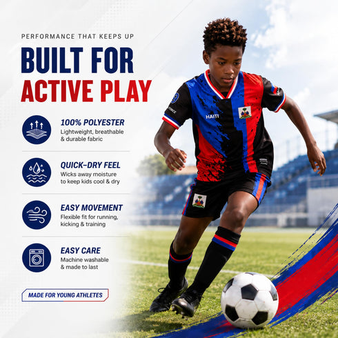 Fox & Fury Haiti Kids Soccer Jersey Set – Shirt & Shorts