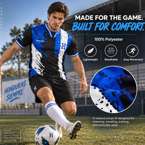 Fox & Fury Honduras World Heritage National Flag Soccer Jersey – Unisex