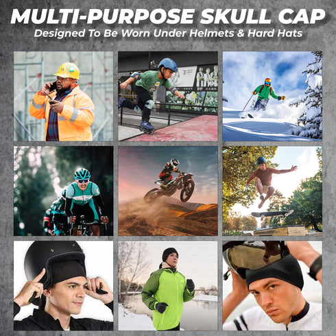 Fury Lycra 4 Way Stretchable Cooling Skull Cap Helmet Liner Sweat Wicking Cycling Cap Sun Protection Beanie (Pack of 2)