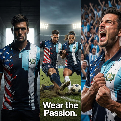 Fox & Fury Guatemala & USA Split Polo Collar Soccer Jersey – Unisex