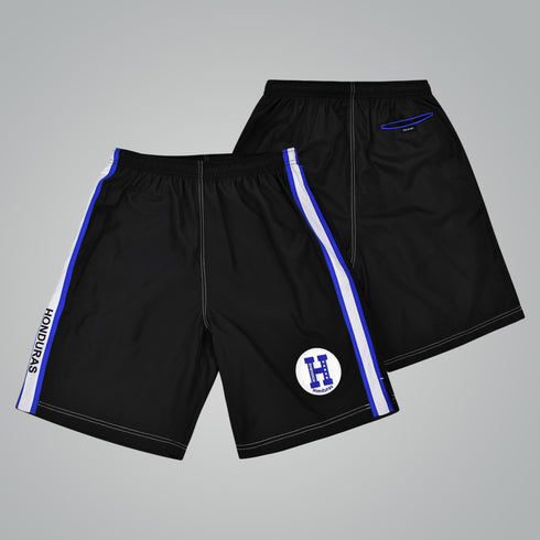 Men's All Countries Embroidered Logo Lightweight Athletic Gym Running Workout Sports Basketball Shorts wt Zipper Pockets for USA, Mexico, Colombia etc
