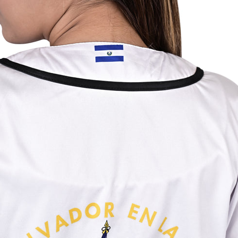 Fury El Salvador Black White and Blue Baseball Jersey - Womens