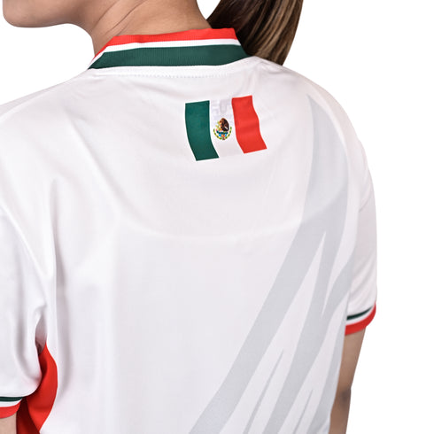 Fury Mexico Soccer Jersey -v- Neck Ripped Flag Design Black White and Green - Women