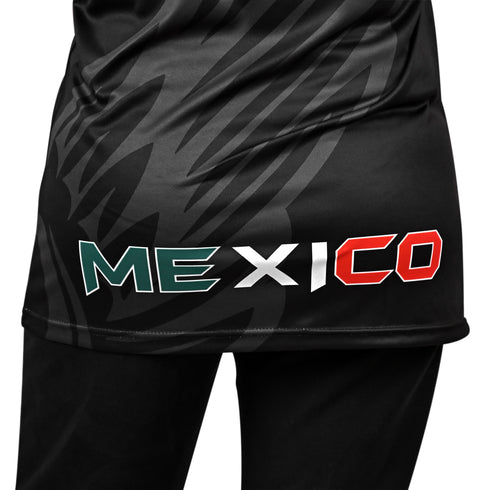 Fury Mexico Soccer Jersey -v- Neck Ripped Flag Design Black White and Green - Women