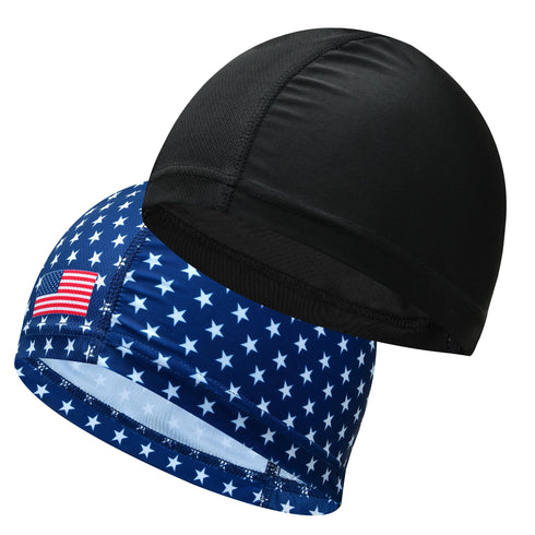 Fury Lycra 4 Way Stretchable Cooling Skull Cap Helmet Liner Sweat Wicking Cycling Cap Sun Protection Beanie (Pack of 2)