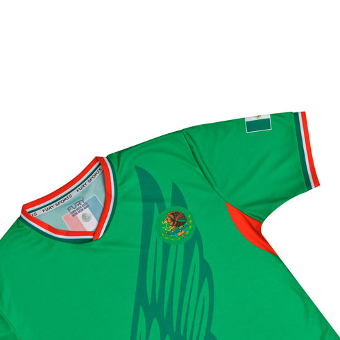 Fury Mexico Soccer Jersey V Neck Ripped Flag Design - Unisex