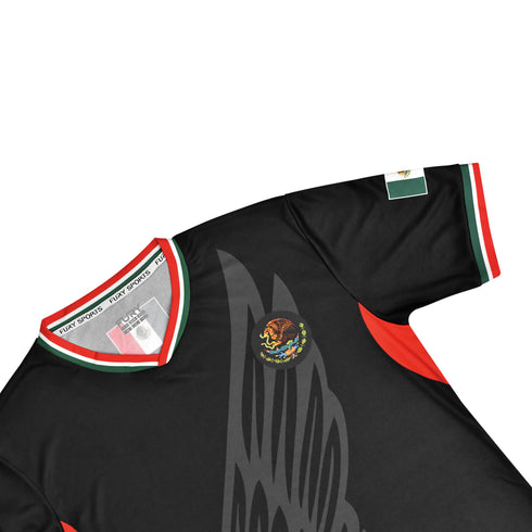 Fury Mexico Soccer Jersey V Neck Ripped Flag Design - Unisex