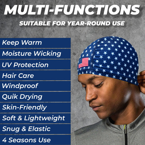 Fury Lycra 4 Way Stretchable Cooling Skull Cap Helmet Liner Sweat Wicking Cycling Cap Sun Protection Beanie (Pack of 2)