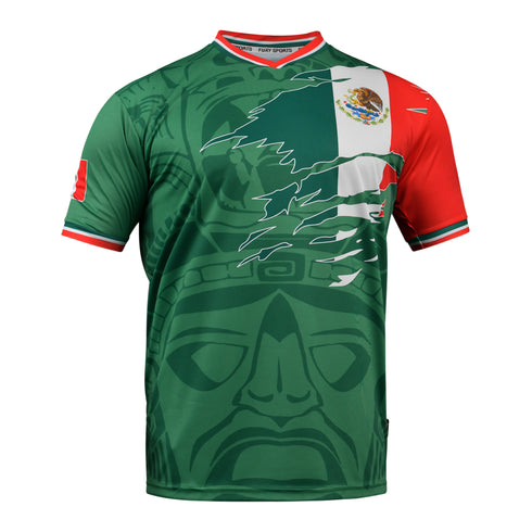 Fury Mexico Soccer Jersey – V-Neck Ripped Flag Design - Unisex