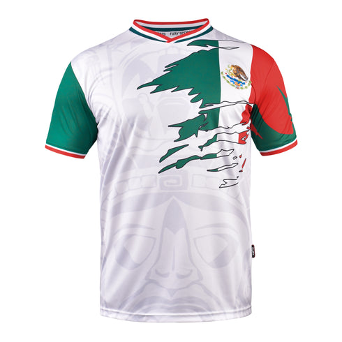 Fury Mexico Soccer Jersey – V-Neck Ripped Flag Design - Unisex