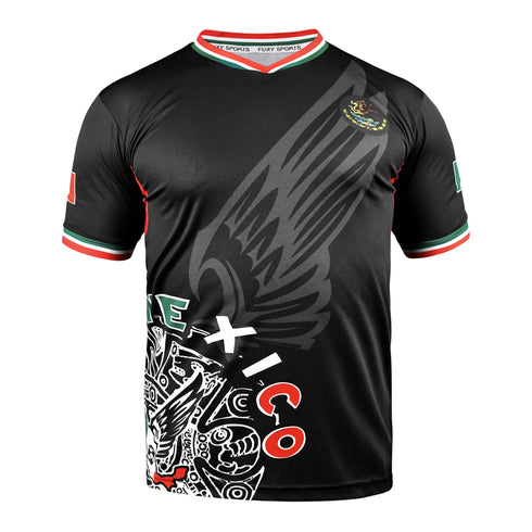 Fury Mexico Soccer Jersey V Neck Ripped Flag Design - Unisex