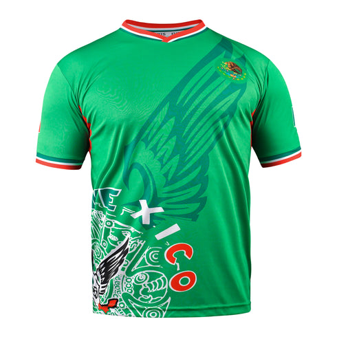 Fury Mexico Soccer Jersey V Neck Ripped Flag Design - Unisex