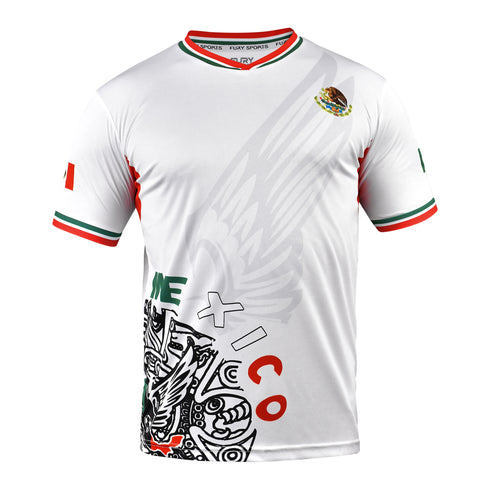 Fury Mexico Soccer Jersey V Neck Ripped Flag Design - Unisex