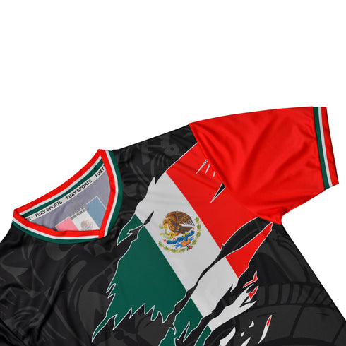 Fury Mexico Soccer Jersey – V-Neck Ripped Flag Design - Unisex