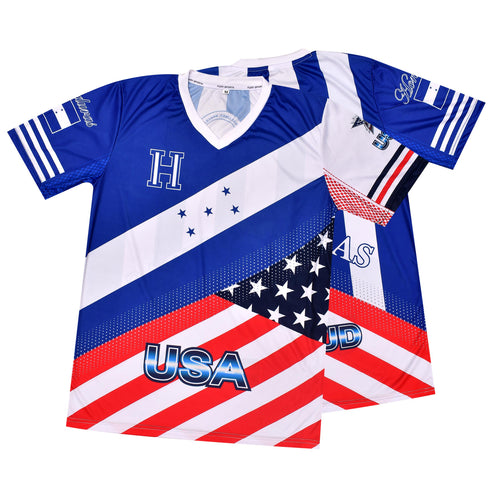Fury Honduras and USA Flag Mix Soccer Jersey Design for Men/Women/Unisex
