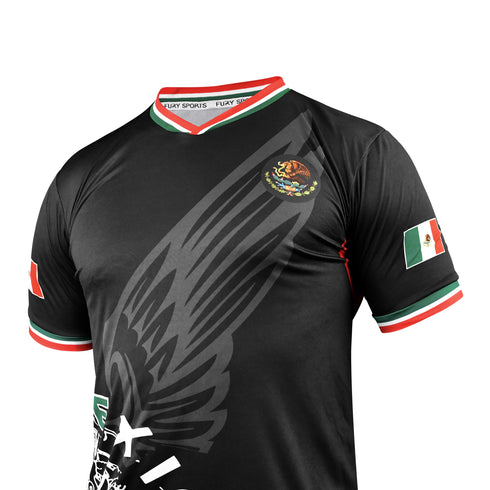 Fury Mexico Soccer Jersey V Neck Ripped Flag Design - Unisex