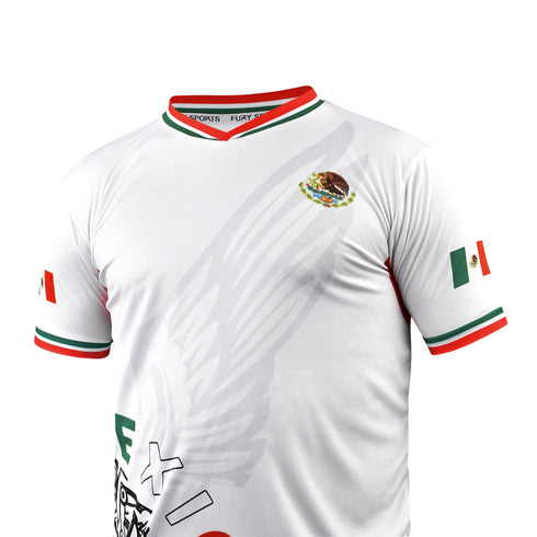 Fury Mexico Soccer Jersey V Neck Ripped Flag Design - Unisex